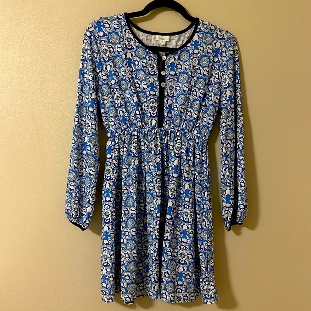 Cabana Life Moroccan Mosiac Tile Printed Tunic/Coverup Sz Small Resortwear Beach